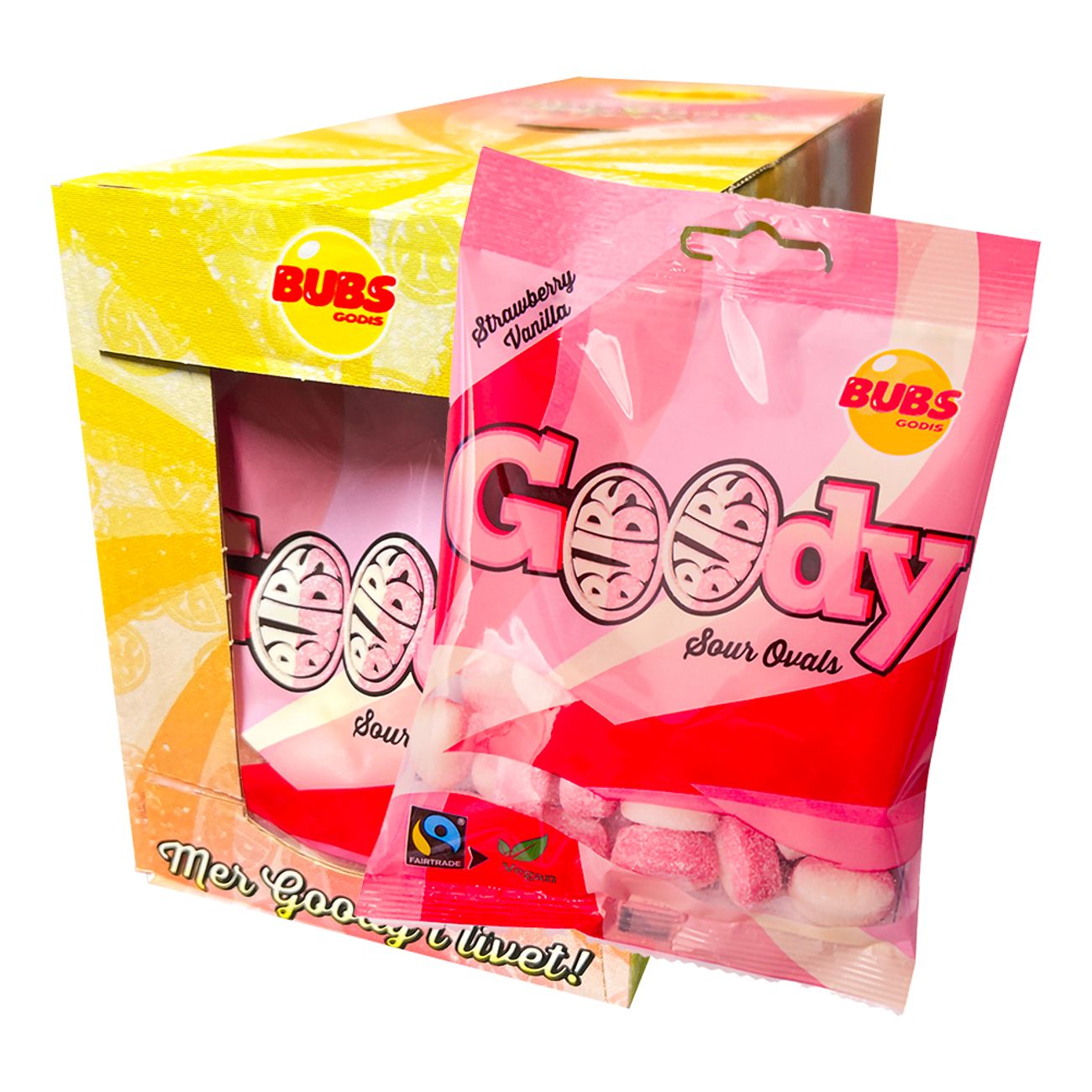 Bubs Goody Sour Ovals Strawberry Vanilla Big Pack 12 x 90g